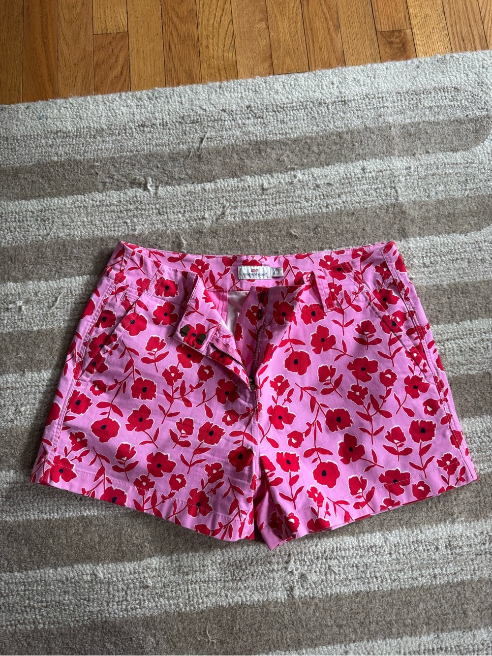 Vineyard Vines Pink Shorts with Red Floral Print